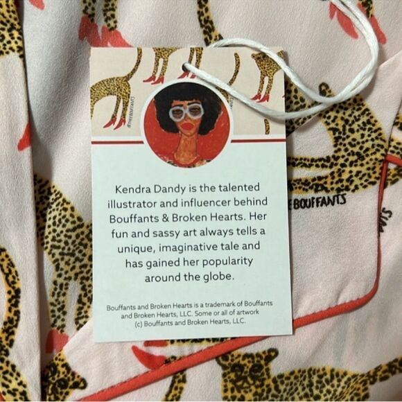 Bouffants & Broken Hearts XL Pink Animal Leopard Red Stilettos Print PJ Set - Picture 9 of 16